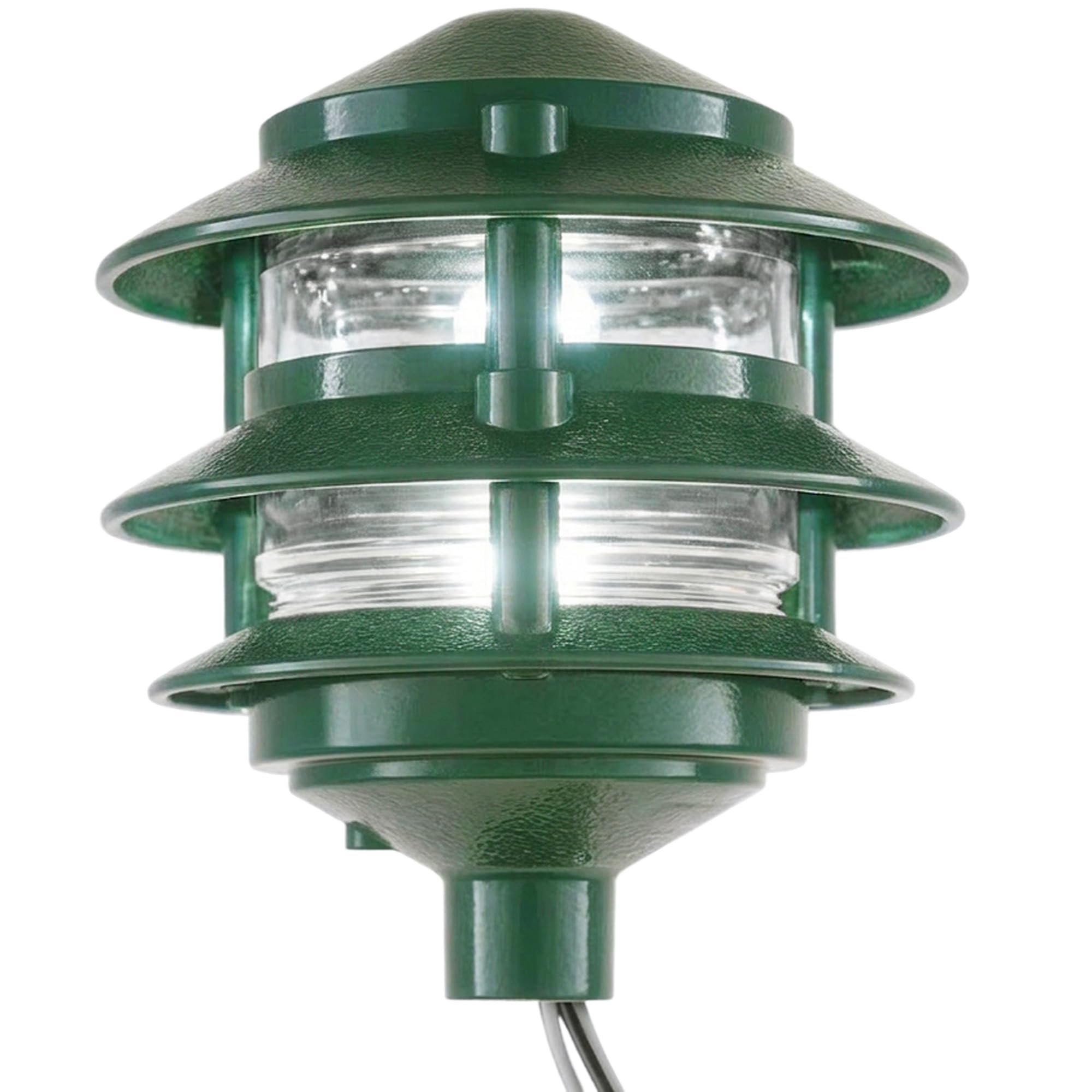 Green - Made in The USA LED Weatherproof 3-Tier Pathlight - Greenfield PL3TLEDG