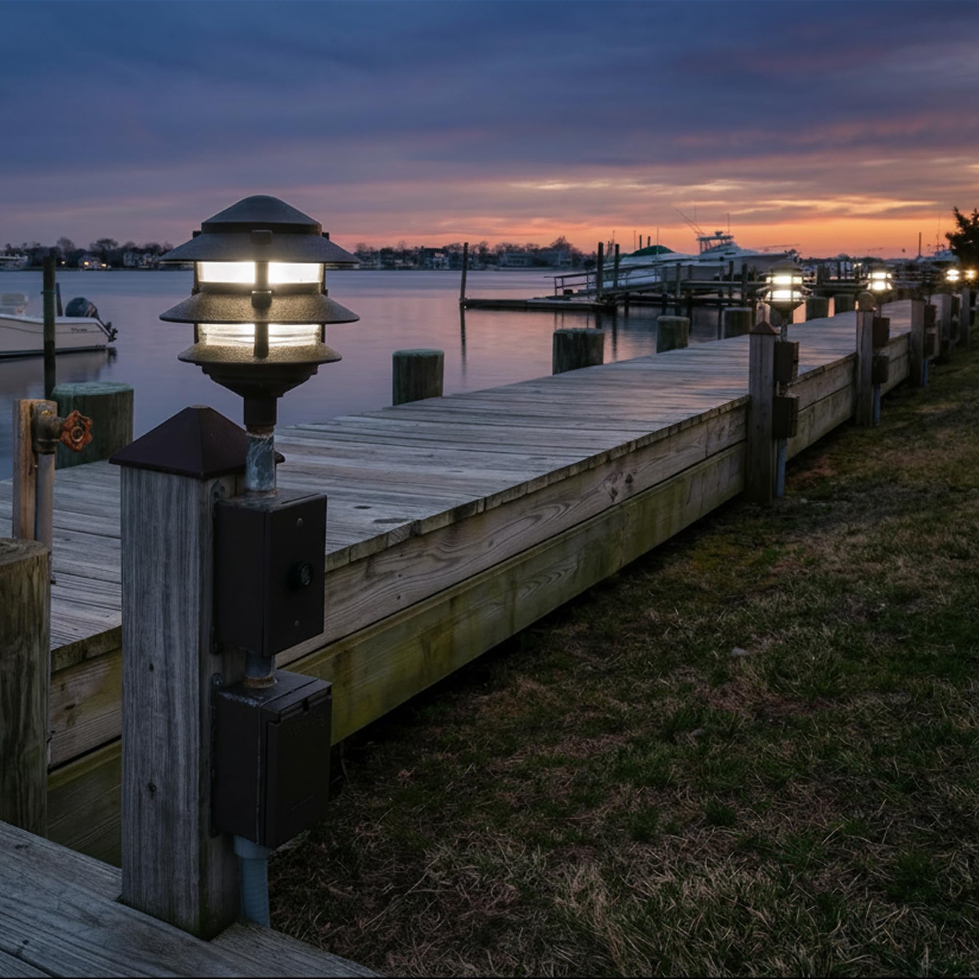 Made in USA Greenfield Weatherproof Line-Voltage (120V) Pagoda 3-Tier LED Path Light – For Permanent Professional Installs – Bronze - ½” NPT Mount