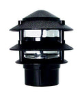 Made in USA Greenfield Weatherproof Line-Voltage (120V) Pagoda 3-Tier LED Path Light – For Permanent Professional Installs – Black, 3” Postbase Mount